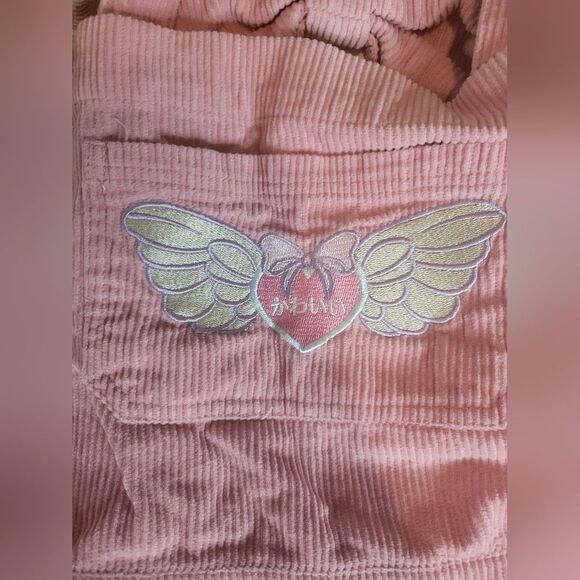 Hot Topic Pink Kawaii Corduroy Overall Skirt Size Small Medium - Picture 4 of 8